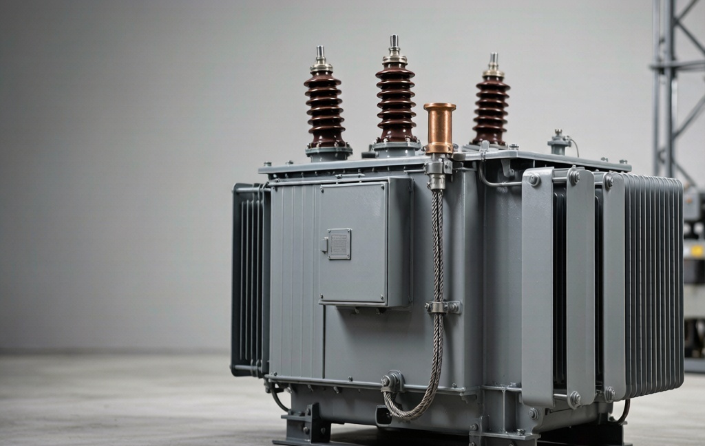 Three-phase power transformer with neutral grounding bushing