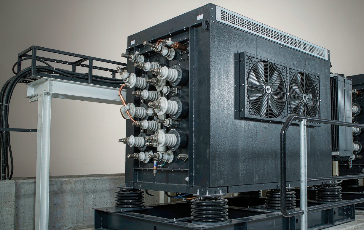 Dry-type transformer on vibration isolation pads