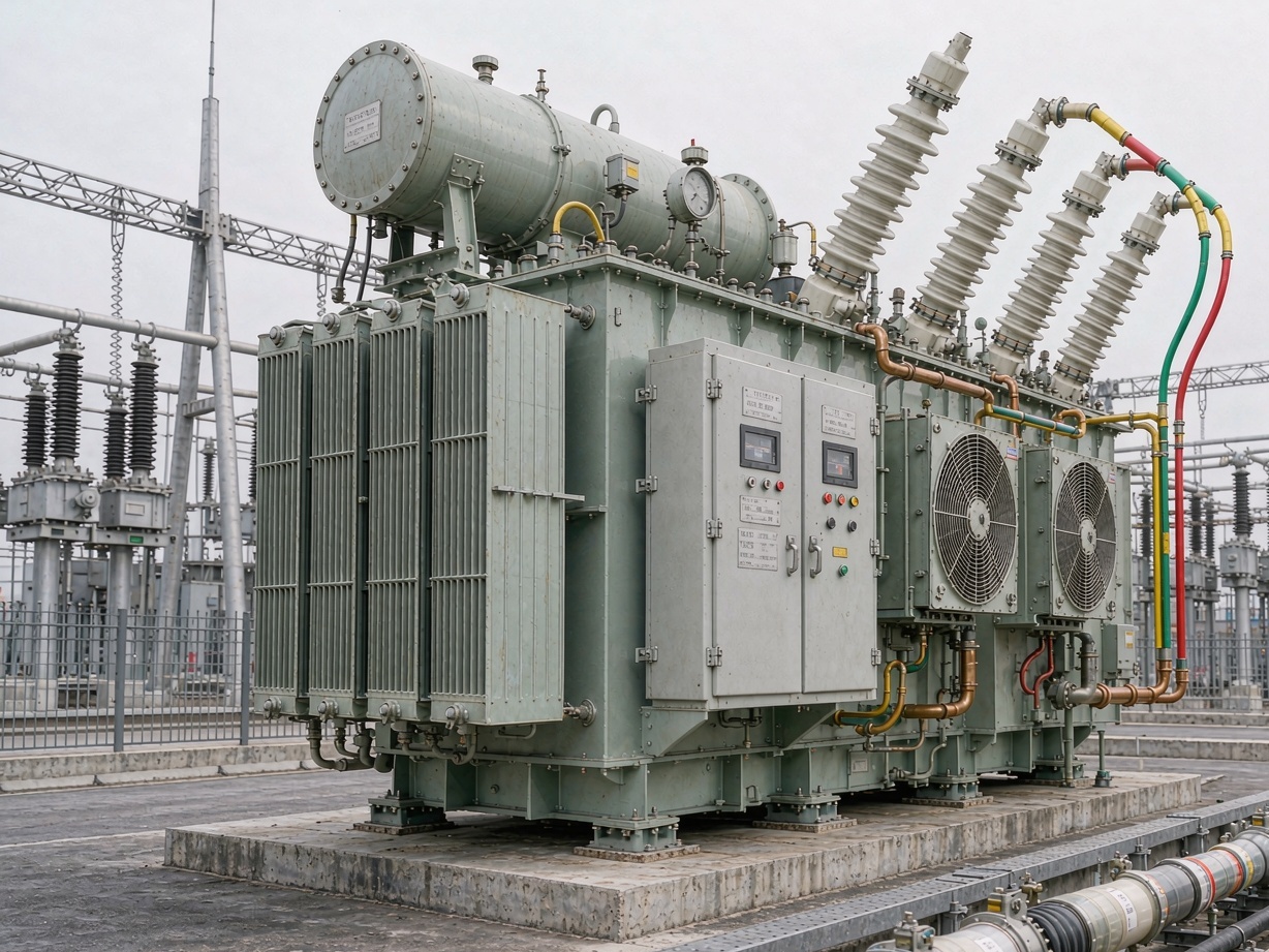 Power transformer in an industrial substation