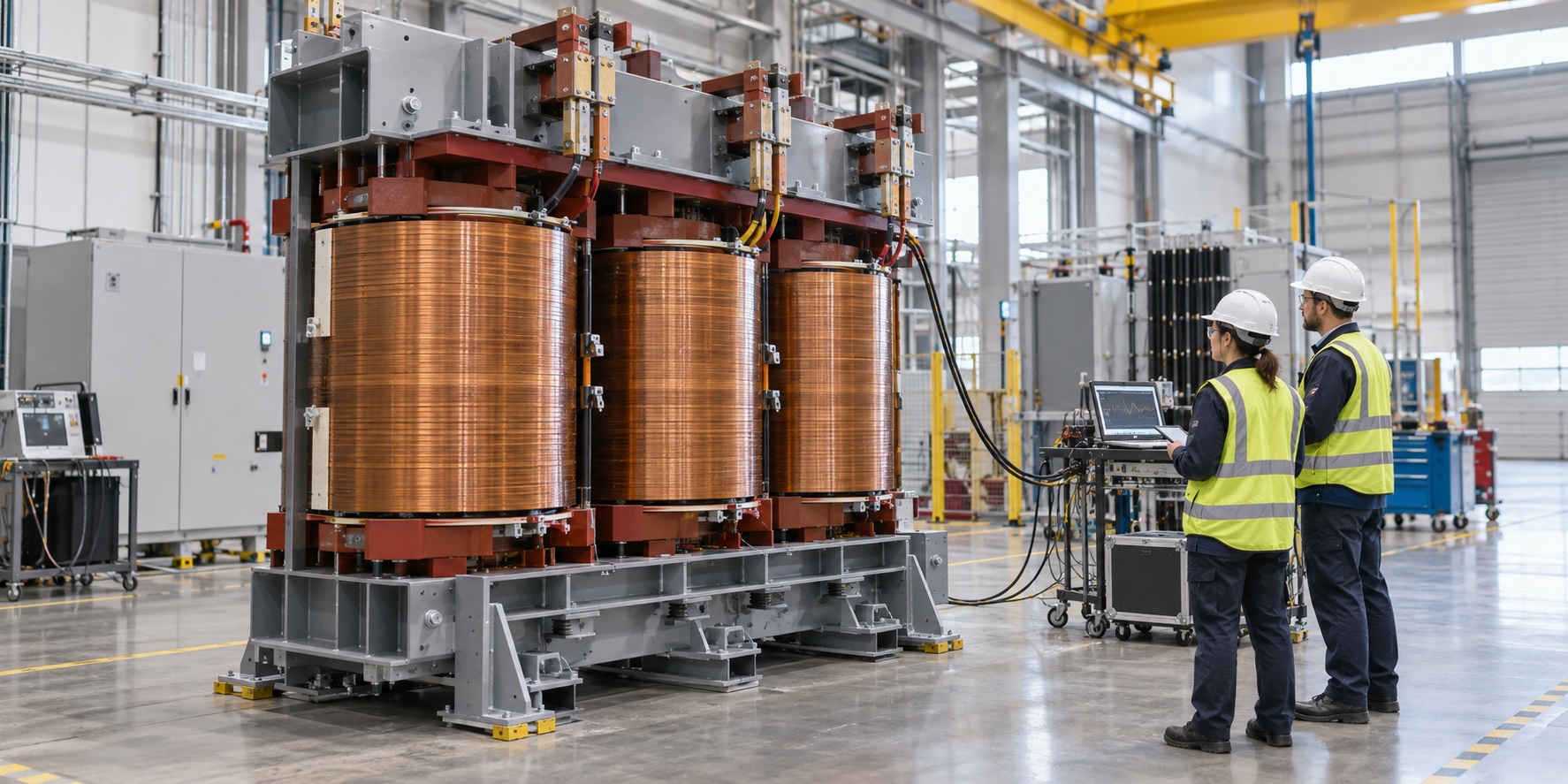 Factory quality inspection of a dry-type power transformer