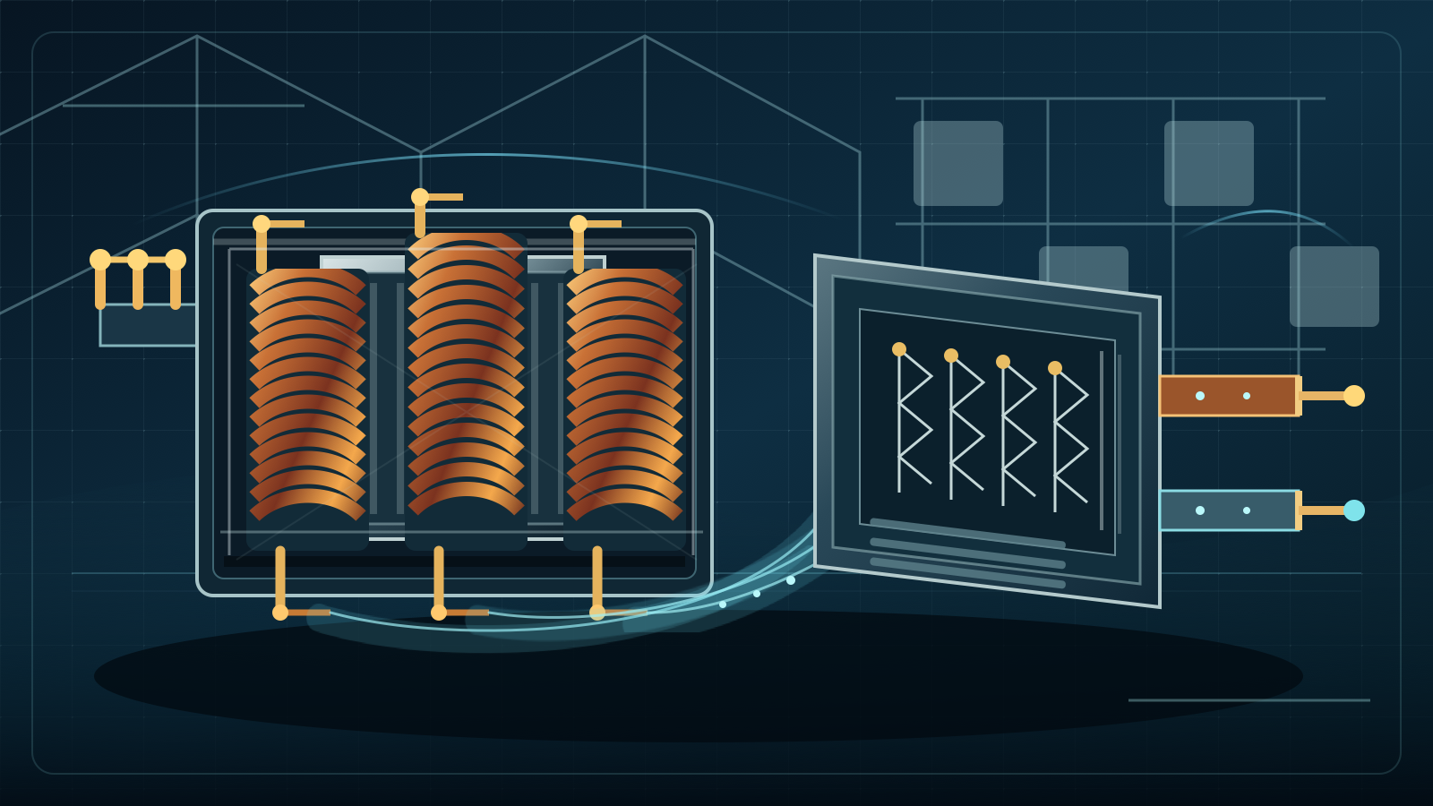 Dry-type phase-shifting rectifier transformer connected to a downstream rectifier unit